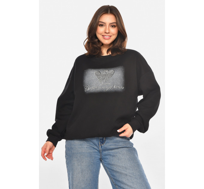 Батник жіночий чорного кольору з принтом Fashion NS117 XL Чорний (214041) Батник жіночий чорного кольору з принтом Fashion NS117 XL Чорний (214041)