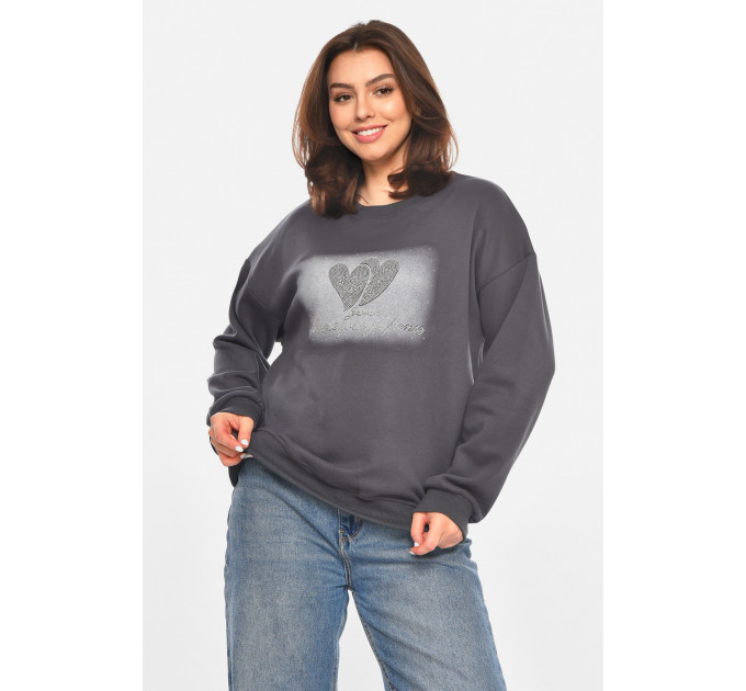 Батник жіночий сірого кольору з принтом Fashion NS117 XL Сірий (214042) Батник жіночий сірого кольору з принтом Fashion NS117 XL Сірий (214042)