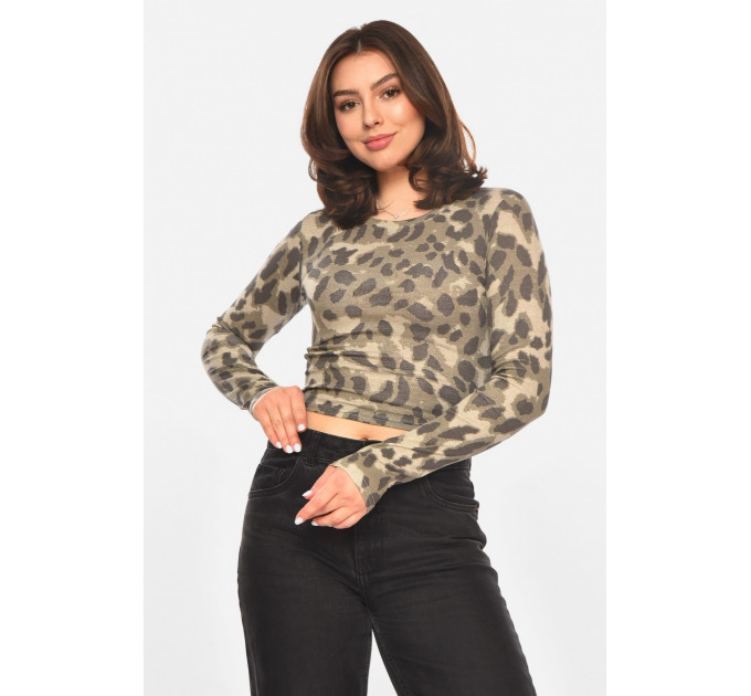 Кофта жіноча сірого кольору з леопардовим принтом Fashion 993 OneSize Сірий (214045)