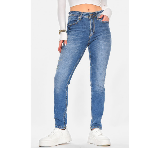 Джинси жіночі однотонні синього кольору Fashion JJ-242 27 Синій (210748)