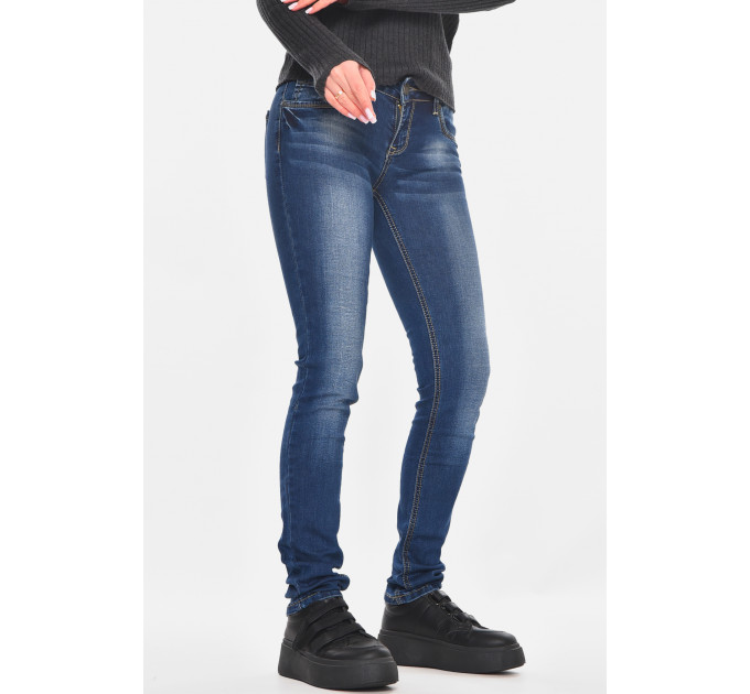 Джинси жіночі однотонні синього кольору Fashion RA604 26 Синій (210865)