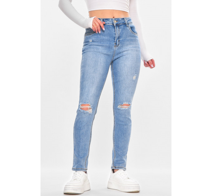 Джинси жіночі однотонні блакитного кольору Fashion S009 25 Блакитний (211136) Джинси жіночі однотонні блакитного кольору Fashion S009 25 Блакитний (211136)