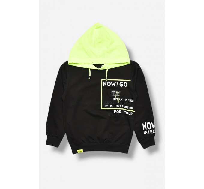 Кофта дитяча для хлопчика чорного кольору з принтом KIDS 2668 92 Чорний (207526)