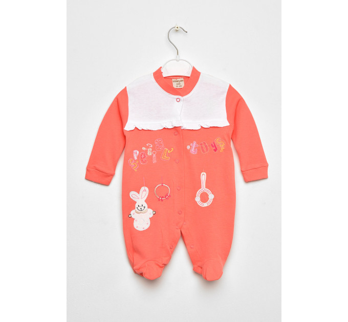 Чоловічок дитячий для дівчинки коралового кольору з шапочкою KIDS 68 Кораловий (201772)
