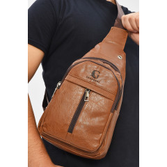 Сумка чоловіча через плече з екошкіри коричневого кольору Fashion HY-1509 Коричневий (207241)