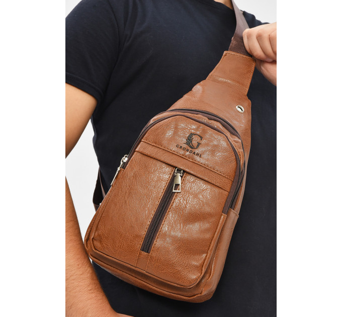 Сумка чоловіча через плече з екошкіри коричневого кольору Fashion HY-1509 Коричневий (207241)