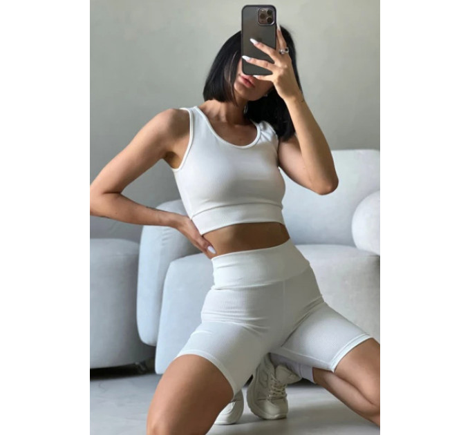 Костюм жіночий в рубчик білого кольору Fashion 1335 2 Білий (179514)