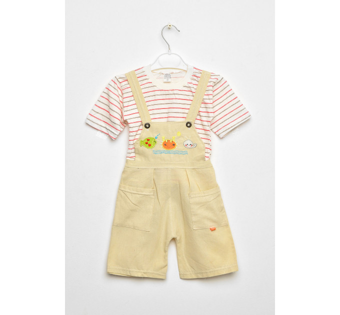 Костюм дитячий для хлопчика бежевого кольору з картузом KIDS асорті 80 Бежевий (203041)
