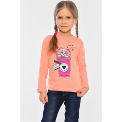 Лонгслів дитячий для дівчинки персикового кольору KIDS м03 140 (32 р) Персиковий (196552)