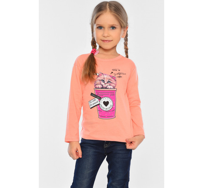 Лонгслів дитячий для дівчинки персикового кольору KIDS м03 140 (32 р) Персиковий (196552)