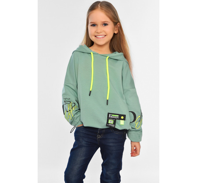 Худі дитячий для дівчинки м`ятного кольору KIDS м1058 140 (32 р) М'ятний (196592)