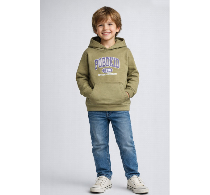 Світшот дитячий для хлопчика на флісі кольору хакі KIDS 309 140 (32 р) Хакі (205992)