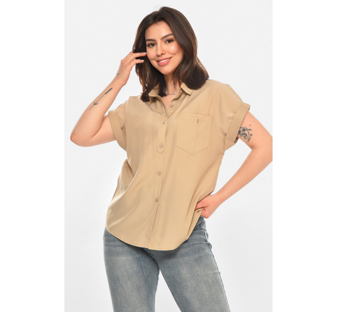 Сорочка жіноча однотонна темно-бежевого кольору Fashion 1122 OneSize Темно-бежевий (213414)