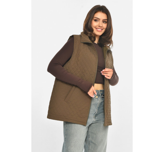 Жилетка жіноча напівбатальна однотонна кольору хакі Fashion G-6632 4XL Хакі (214358)