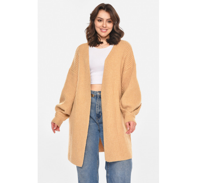 Кардиган жіночий однотонний бежевого кольору Fashion 38-40 Бежевий (212610)