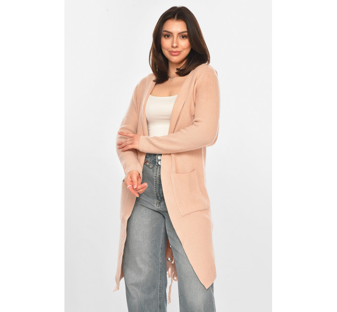Кардиган жіночий однотонний пудрового кольору Fashion PM8633 XL/2XL Пудровий (213223)