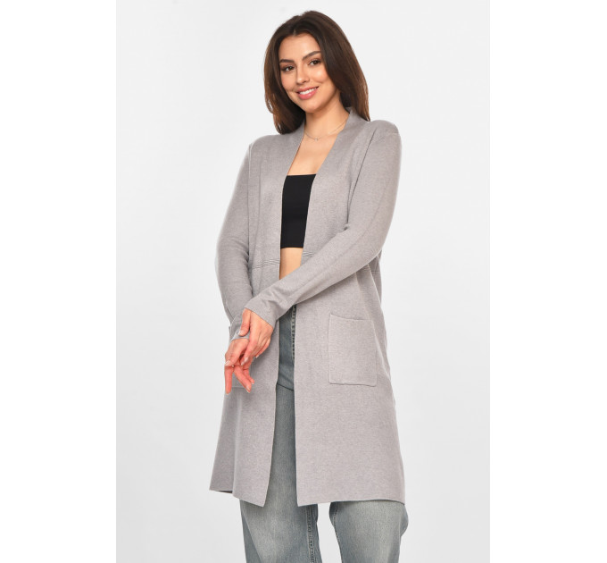Кардиган жіночий однотонний сірого кольору Fashion PM9057 XL/2XL Сірий (213239)