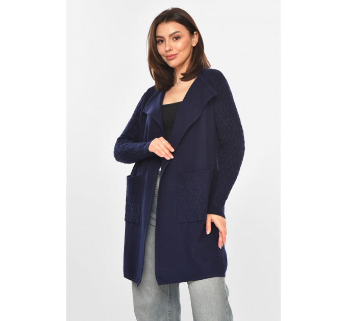 Кардиган жіночий однотонний темно-синього кольору Fashion PM9264 L/XL Темно синій (213240)
