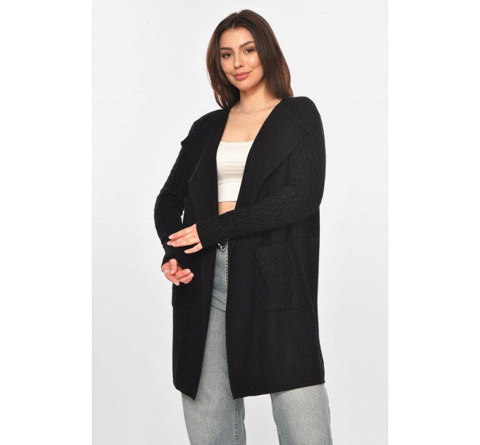 Кардиган жіночий однотонний чорного кольору Fashion PM9264 L/XL Чорний (213246)