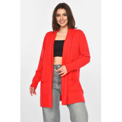 Кардиган жіночий однотонний червоного кольору Fashion G645 2XL/3XL Червоний (213253)