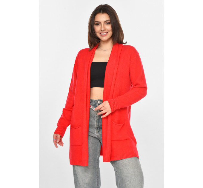 Кардиган жіночий однотонний червоного кольору Fashion G645 2XL/3XL Червоний (213253)