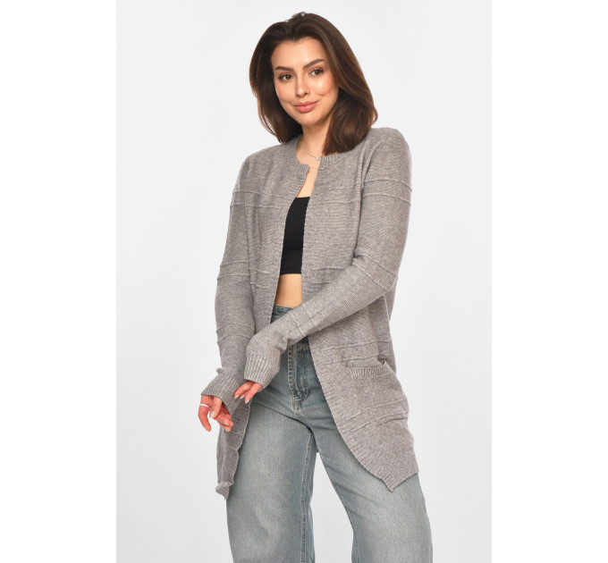 Кардиган жіночий однотонний сірого кольору Fashion PM8626 2XL/3XL Сірий (213275)