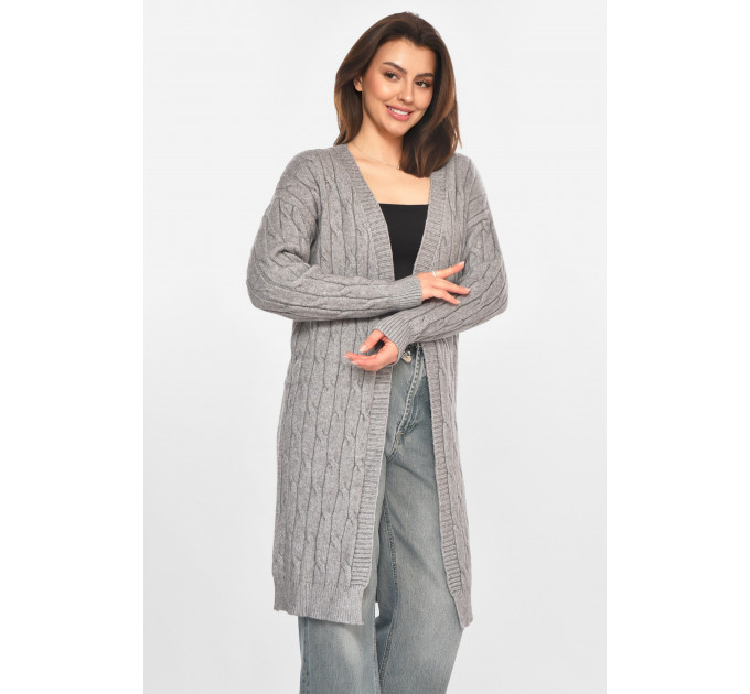 Кардиган жіночий однотонний сірого кольору Fashion PM9244 2XL/3XL Сірий (213281)
