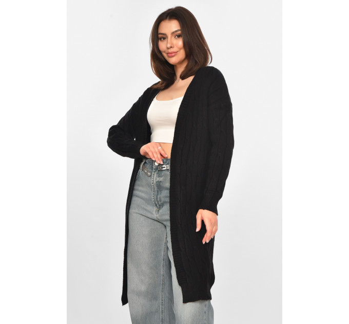 Кардиган жіночий однотонний чорного кольору Fashion PM9244 XL/2XL Чорний (213288)