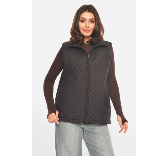 Жилетка жіноча напівбатальна однотонна чорного кольору Fashion G-6632 4XL Чорний (214354)